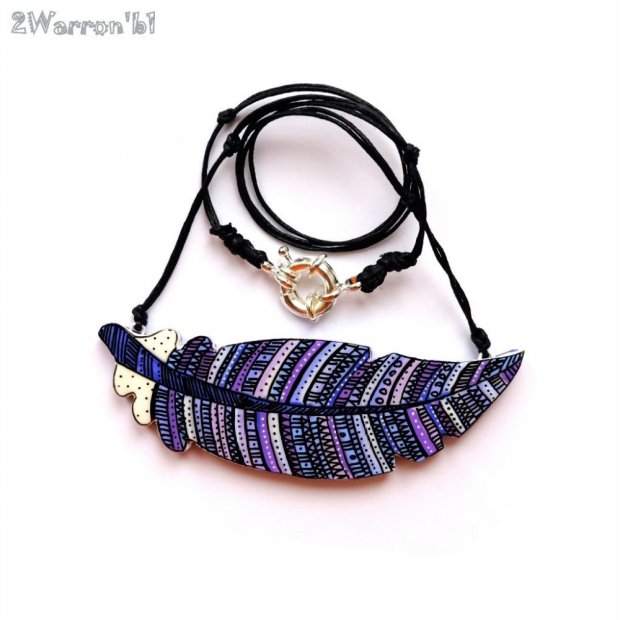 Blue Tones Feather Necklace
