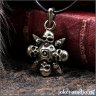 Cross with Compass and Skulls Pendant