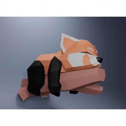 Red Panda On Branch 3D Building Set