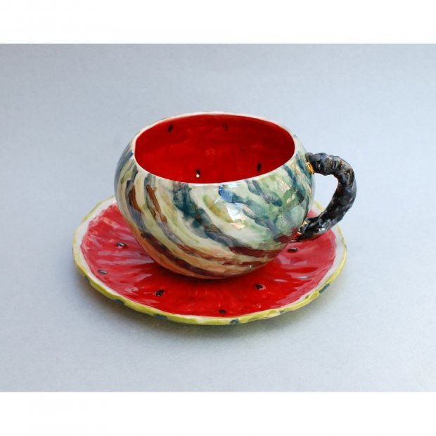 Ripe Watermelon Mug With Saucer