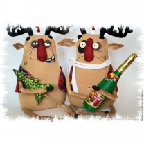 Christmas Deers Set Of 2 Plush Toys