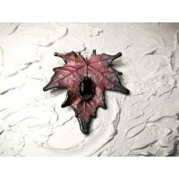Bloody Maple Leaf With Eye Brooch