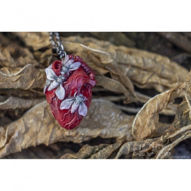 Heart With Moths Pendant Necklace