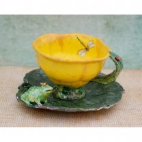 Frog On Water Lily Mug With Saucer