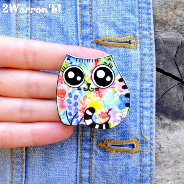 Watercolor Cat Brooch