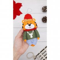 Tiger With Deer On Sweater Plush Toy