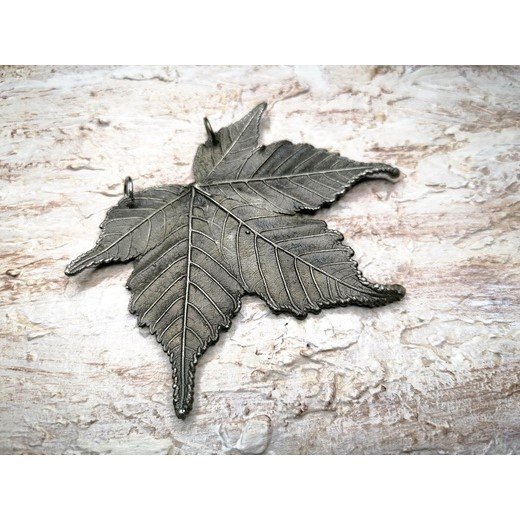 Grey Chestnut Leaf  Pendant Necklace