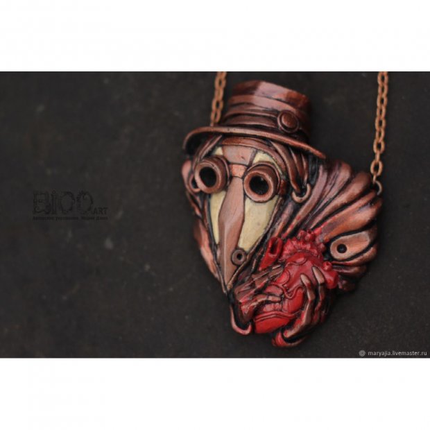Plague Doctor With Heart Pendant Necklace