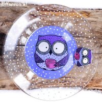 Owl with Coffee Plate