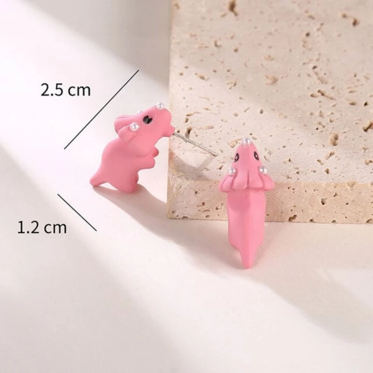 Pink Dinosaur Bite Earrings