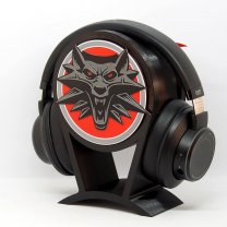 The Witcher with series symbol and Geralt's Wolf medallion Headphone Stand