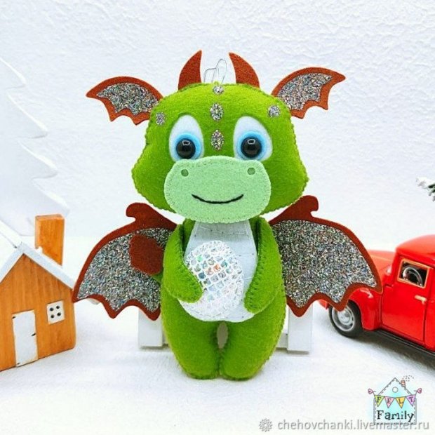 Green Dragon with an Egg Plush Toy