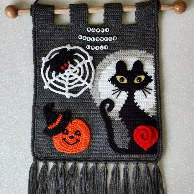 Crochet Halloween Wall Hanging Personalized Gift