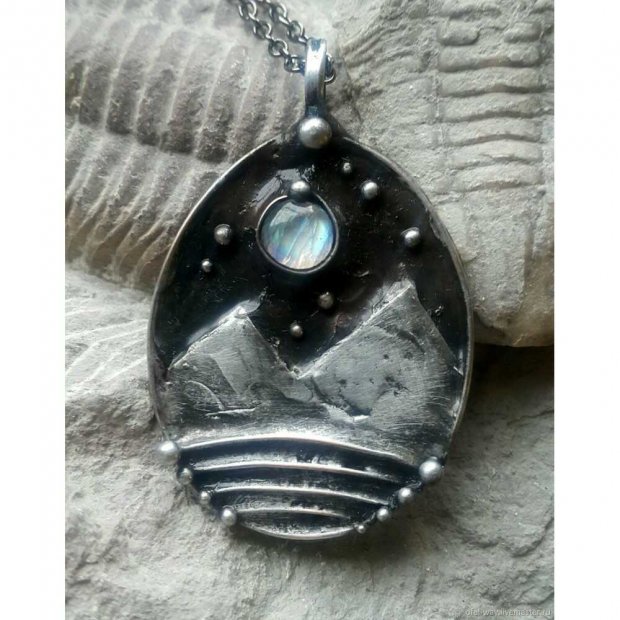 Mountains, Stars and Moon Necklace