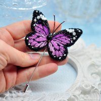 Lilac Butterfly Needle - Brooch