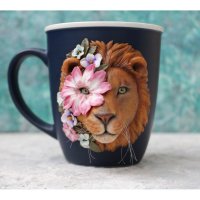 Lion With Flowers Mug With Decor