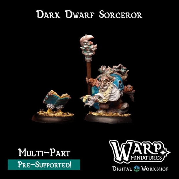 Dark Dwarf Sorceror Figure (Unpainted)