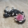 Black Baby Dragon with paper rose Figure