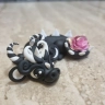 Black Baby Dragon with paper rose Figure