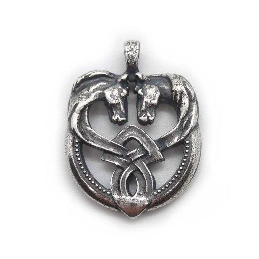 Handmade 2 Horses Pendant Necklace