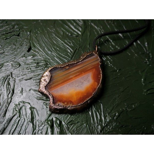 Orange Slice Of Agate Pendant Necklace