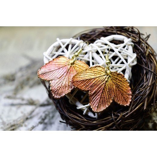 Red Strawberry Leaves Earrings