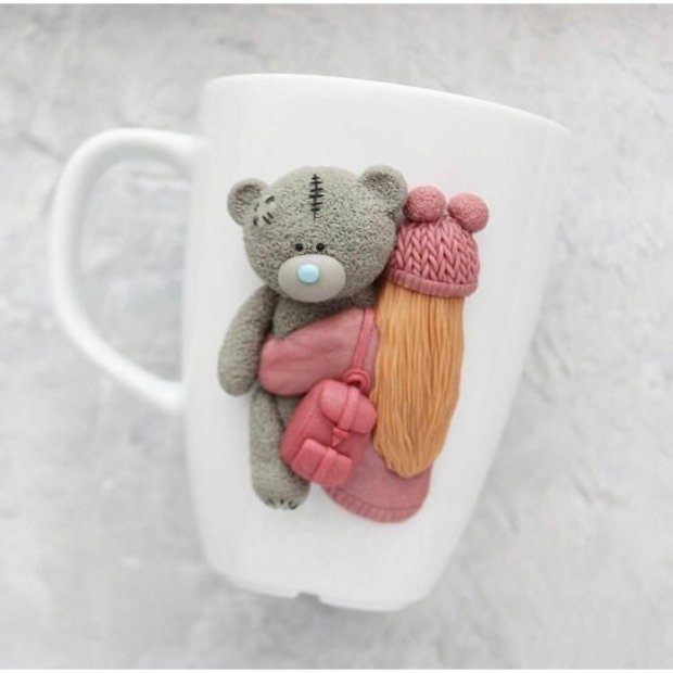 Girl With Teddy Bear Mug With Decor