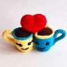 Two Cups With Heart (10 cm) Crochet Plush Toy