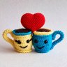 Two Cups With Heart (10 cm) Crochet Plush Toy