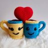 Two Cups With Heart (10 cm) Crochet Plush Toy