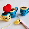 Two Cups With Heart (10 cm) Crochet Plush Toy