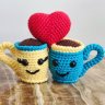Two Cups With Heart (10 cm) Crochet Plush Toy