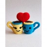 Two Cups With Heart (10 cm) Crochet Plush Toy