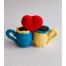 Two Cups With Heart (10 cm) Crochet Plush Toy