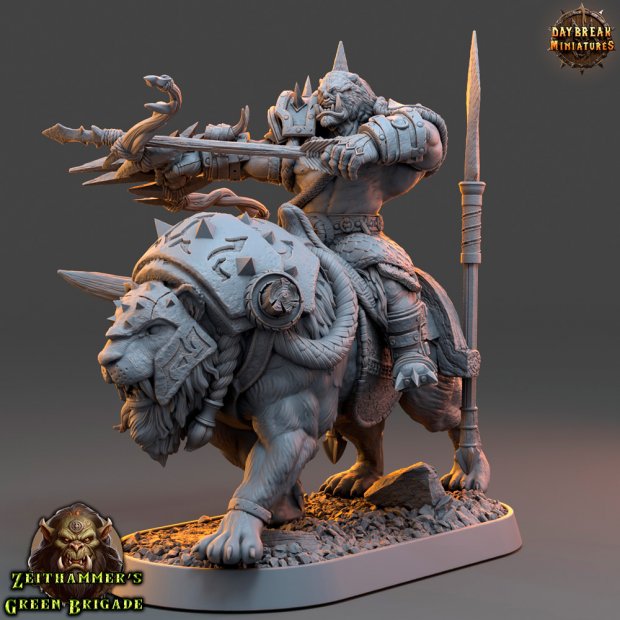 Zvup Zauber, an orc hunter riding a puma Figure (Unpainted)