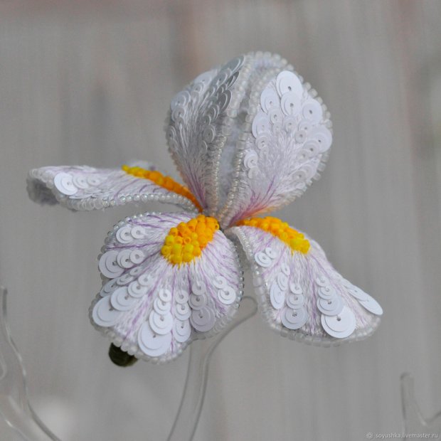 White Iris Brooch