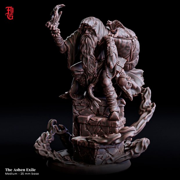 The Ashen Exile is a Wizard Monk Figure (Unpainted)