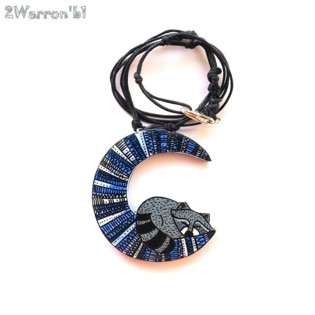 Moon Raccoon Necklace