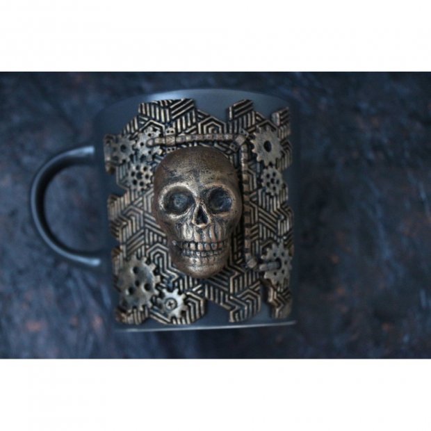 Steampunk Skull Mug With Decor