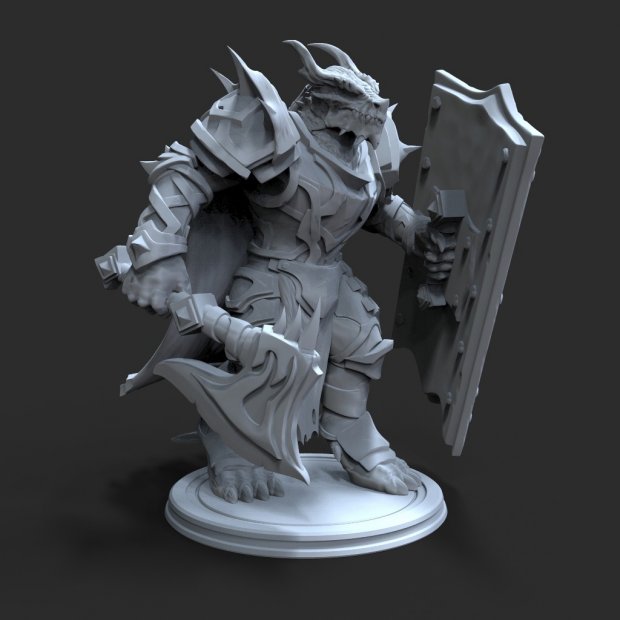 Dragonborn Guardsman with Mace Figure (Unpainted)
