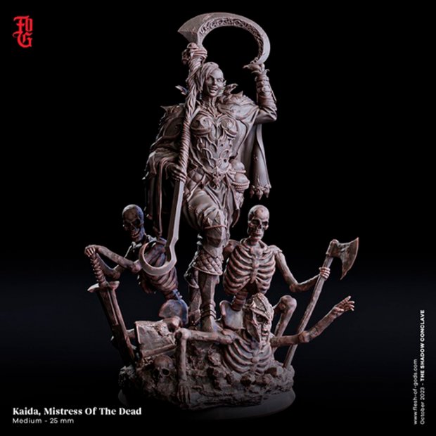 Kaida is the Lady of the Dead, a Drow Necromancer Figure (Unpainted)