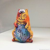 Cat With Fish Figure