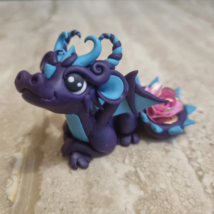 Purple Dragon Figure with paper flower