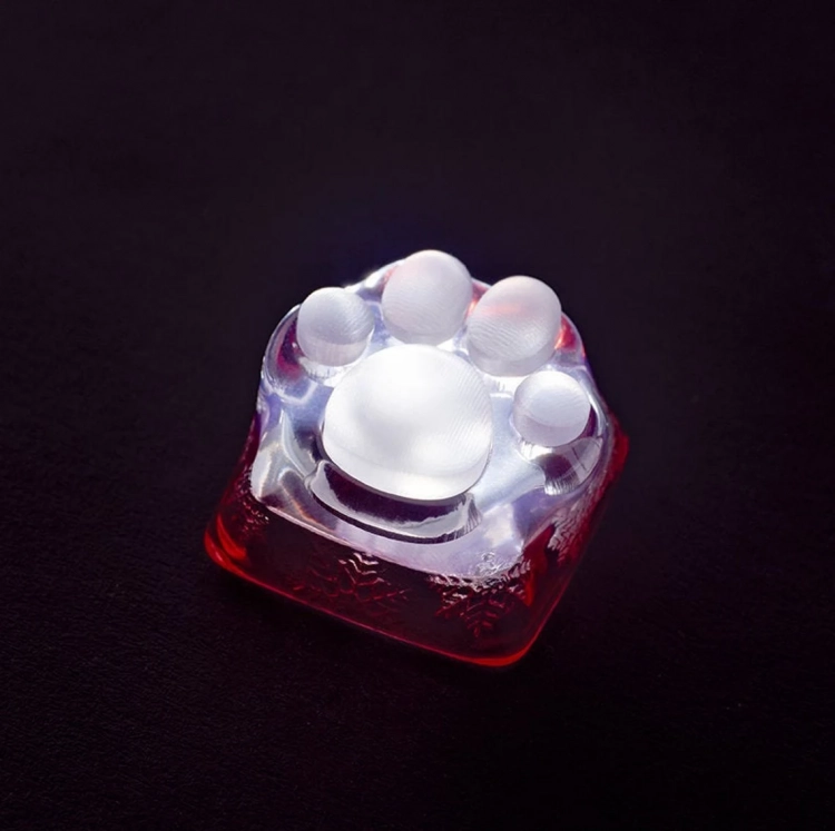 Transparent Red KITTY PAW Artisan Keycaps for Mechanical Keyboard