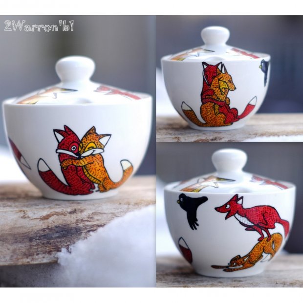 Hugging Foxes Sugar Bowl