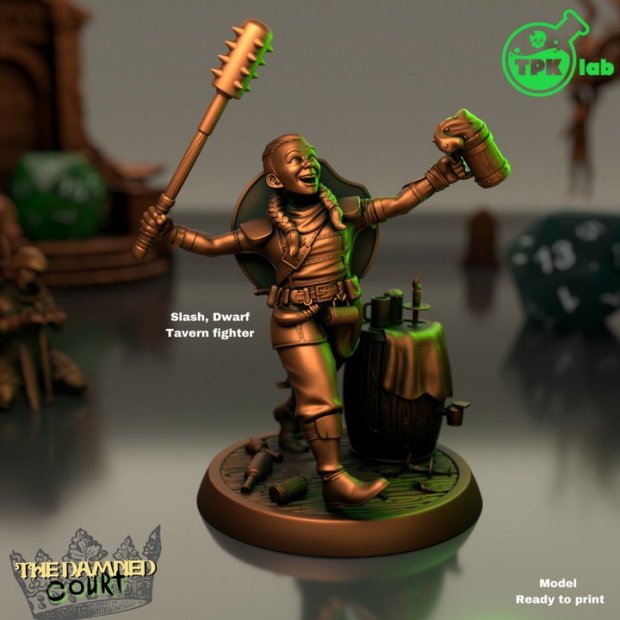 Slash - Dwarf Tavern Fighter Figure (Unpainted)