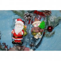 Snowman And Santa Clause Set Of 2 Christmas Glasses