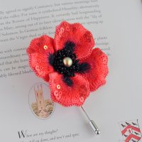 Red Poppy Brooch - Needle