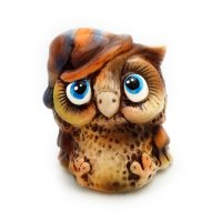 Handmade Owl In Hat Figure