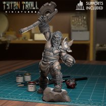 Orc on a stone with an ax Figure (Unpainted)